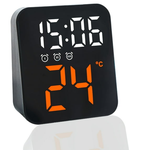 Little Digital Alarm Clocks Bedside with 3 Set Alarm Compact Size LED Clock with Temperature Display, Adjustable Brightness for Table Bedroom Office Home Travel Camping(Adapter/Battery Not Included)