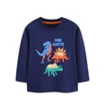 thumbnail image 1 of Little Dinosaur Print Boys Long Sleeve Shirt Kids Top Soft Tee Fall Clothing Navy Size 7-8T, 1 of 8