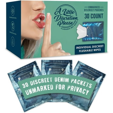 A Little Discretion, Please | Individually Wrapped Flushable Wipes For Adults in Discreet Unmarked Packaging | Unscented, Septic and Sewer Safe | Travel Wipes, Individual Wipes Biodegradable (30 Ct.)