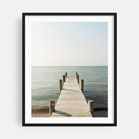 Little Dock, Fire Island 02 - Fire Island New York Photography Ocean Minimalist Water Coastal Beach Landscape Black Framed Wall Art Print 6 x 8 inches