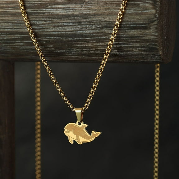 Little Dolphin Necklace Women Men Jewelry Stainless Steel Animal Pendant Necklaces Gift