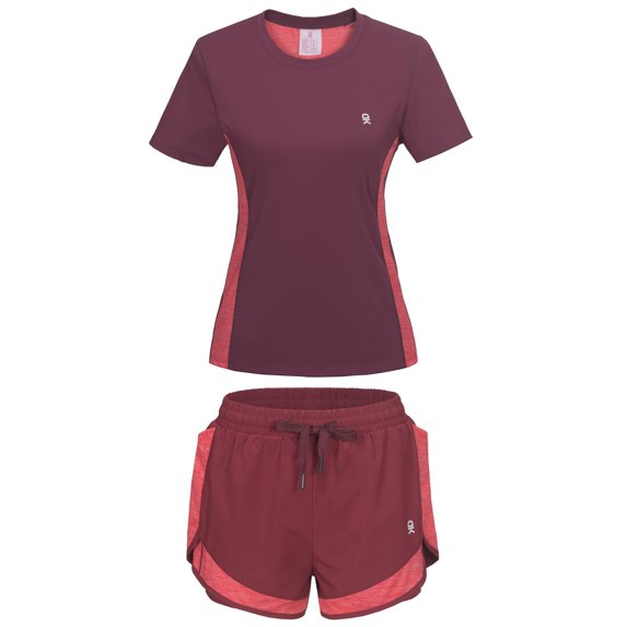 Little Donkey Andy 2 Piece Short Sets Golf Shirts for Women Dry Fit Mesh Shorts Workout Set with Pockets Hiking Gym Jogging Tracksuits Rose XS