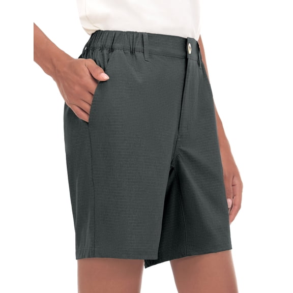 Little Donkey Andy 8 Inch Inseam Golf Shorts for Women Quick Dry Lightweight Shorts for Hiking Travel Casual Black XS