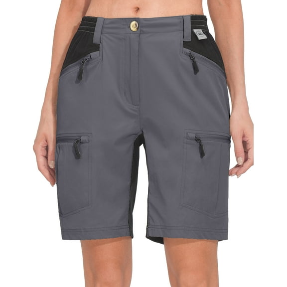 Little Donkey Andy Cargo Hiking Shorts for Women Quick Dry Lightweight Athletic Running Windproof Stretch Pants for Casual, Golf, Travel, Biker, Cycling, Workout, Grey M