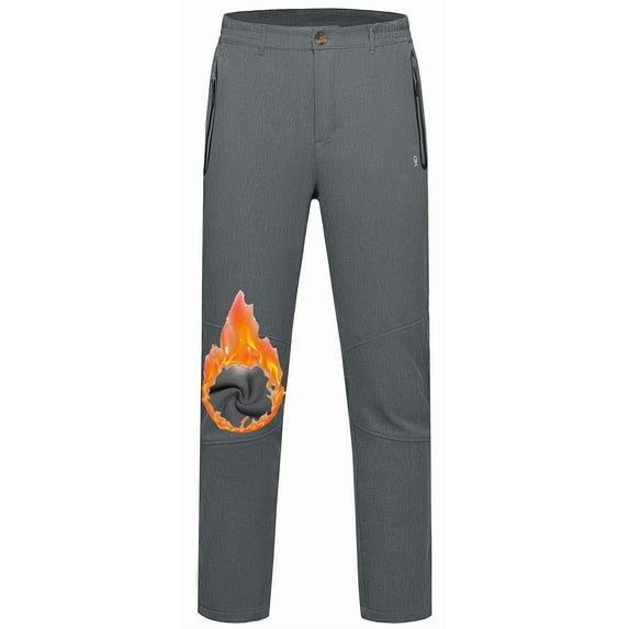 Little Donkey Andy Fleece Lined Softshell Pants for Men Winter Snow Ski Pants Lightweight Water Repellent Casual Cargo Outdoor Joggers Hiking Golf Climbing Trousers, Grey Heather, X-Large