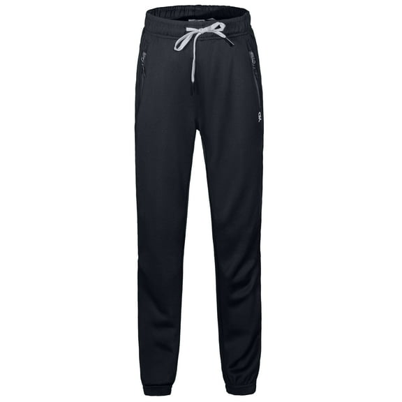 Little Donkey Andy Girls Jogger Sweatpants Youth Kids Athletic Hiking Running Pants Outdoor Sport Trousers Black-Zipper Pockets, 140cm 6 Years