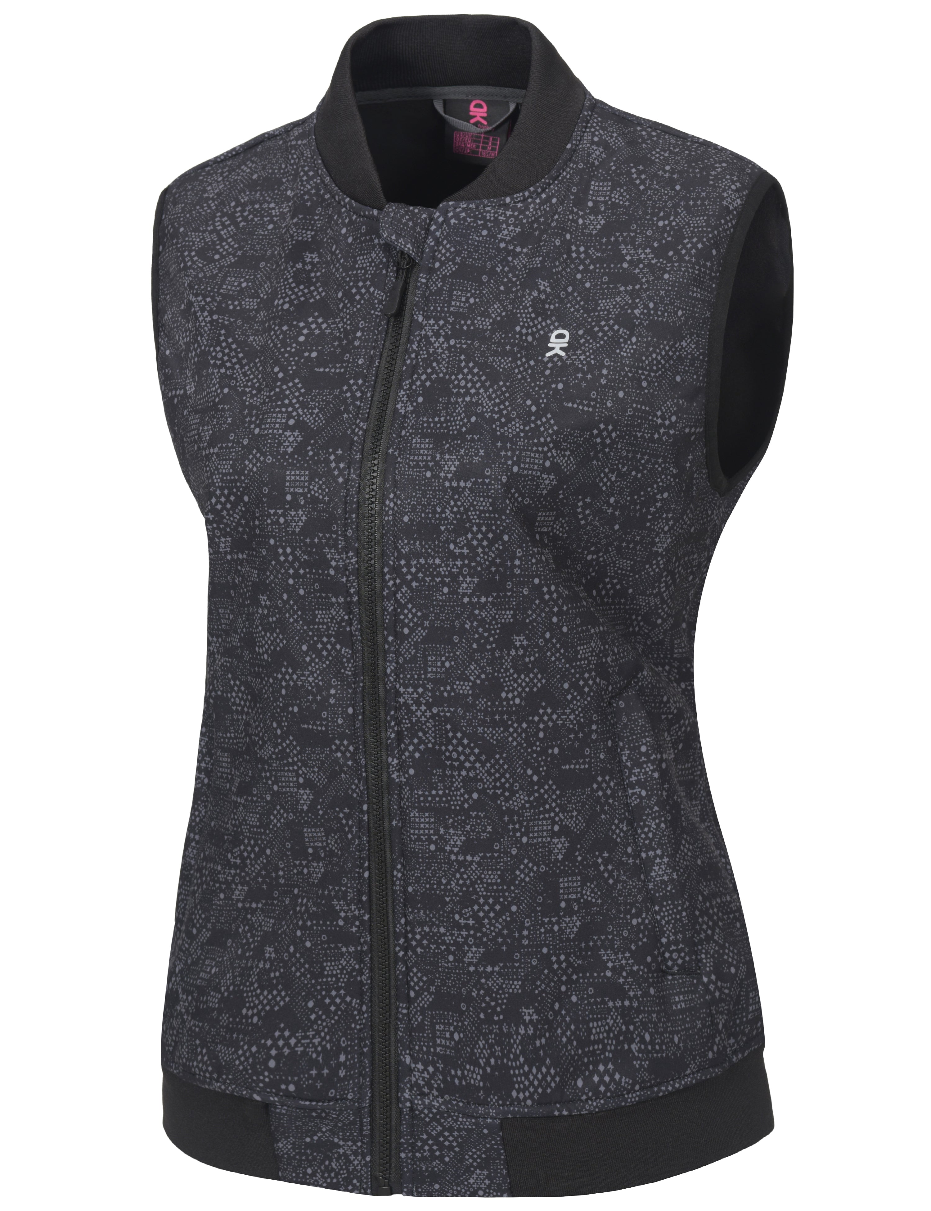 Little Donkey Andy Lightweight Fleece Lined Golf Hiking Vest for Women Waterproof Softshell Running Casual Sleeveless Jacket Black Stars L