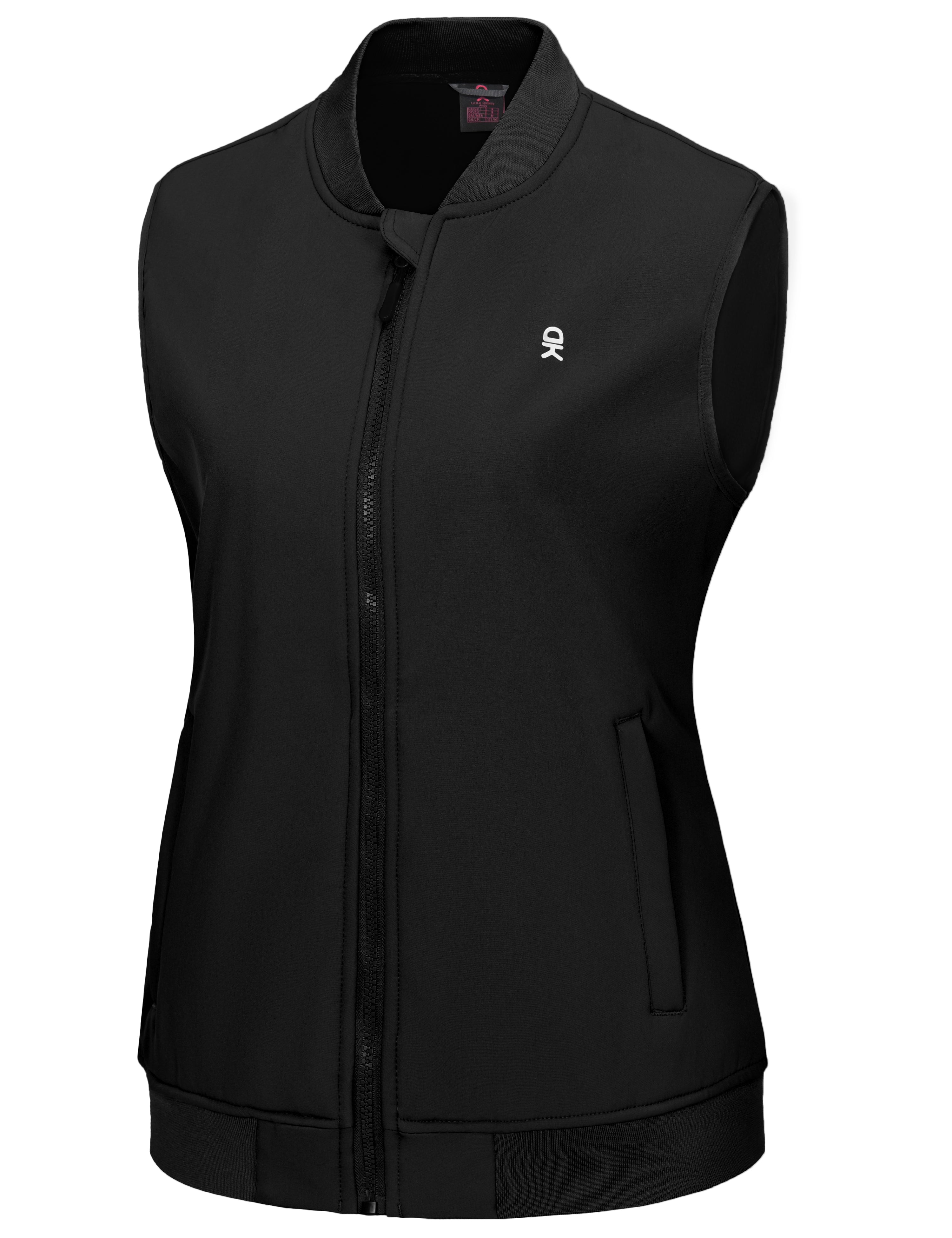 Little Donkey Andy Lightweight Fleece Lined Golf Hiking Vest for Women Waterproof Softshell Running Casual Sleeveless Jacket Black XS