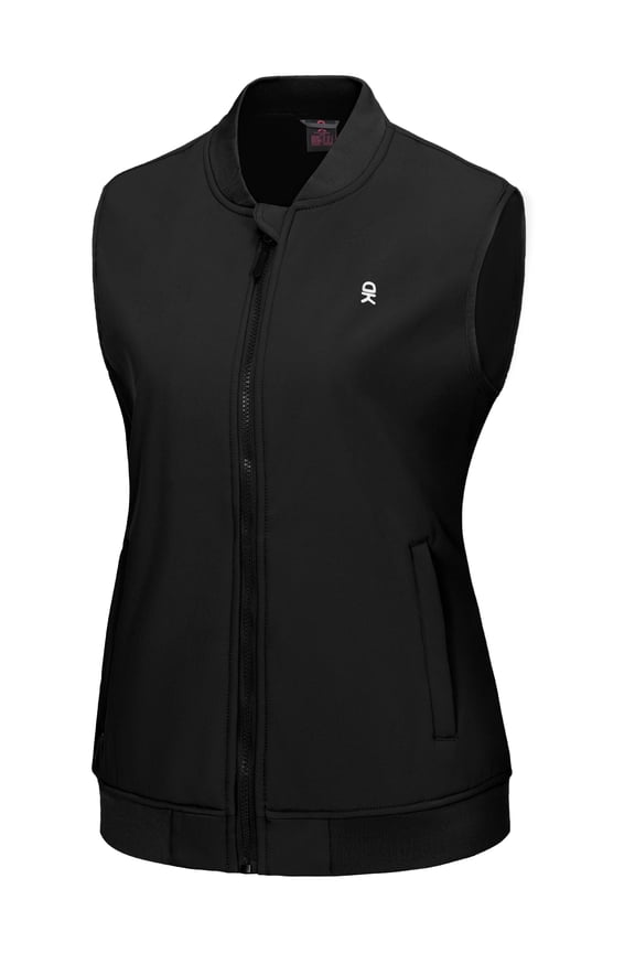 Lightweight Fleece Lined Golf Hiking Vest for Women Waterproof Softshell Running Casual Sleeveless Jacket Black XS