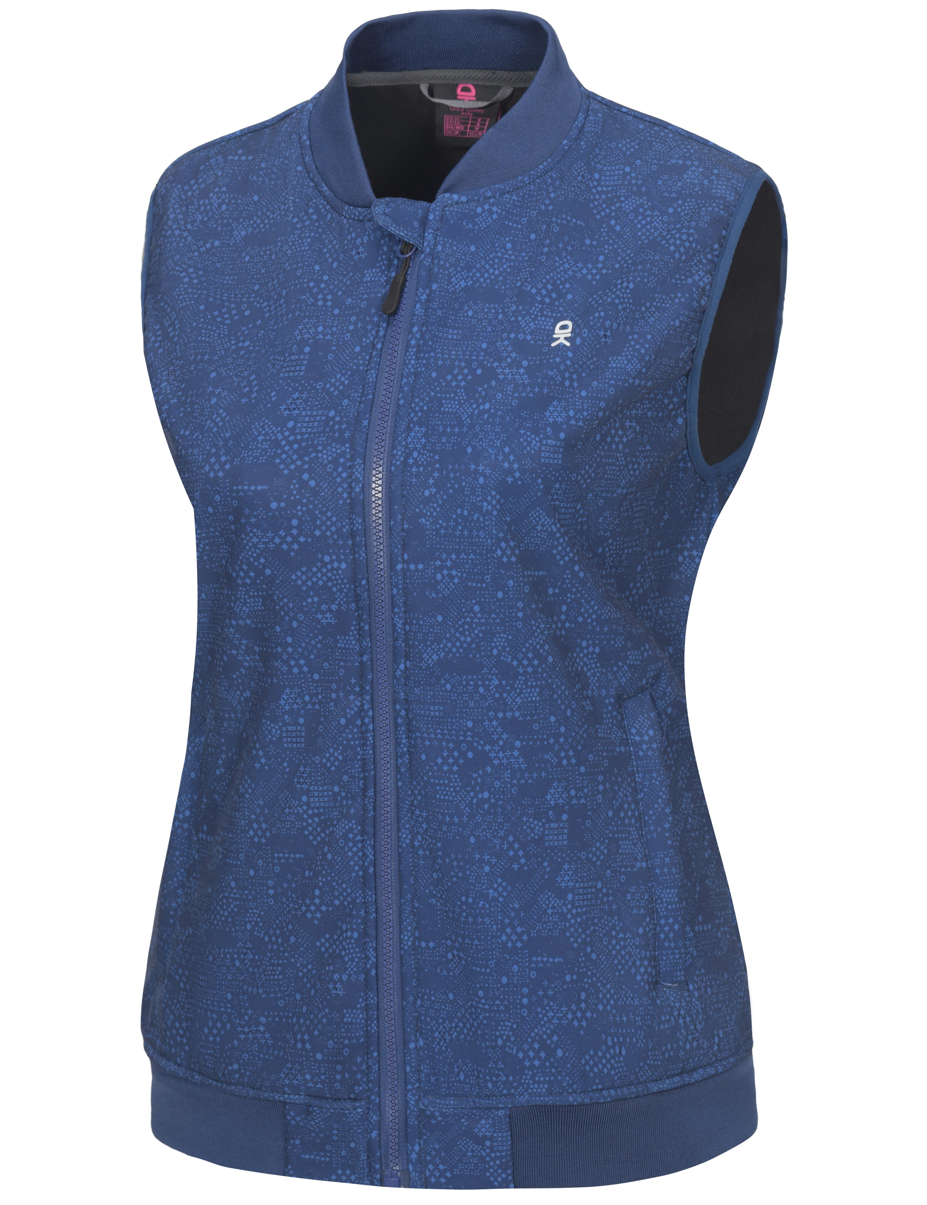 Little Donkey Andy Lightweight Fleece Lined Golf Hiking Vest for Women Waterproof Softshell Running Casual Sleeveless Jacket Navy Stars L