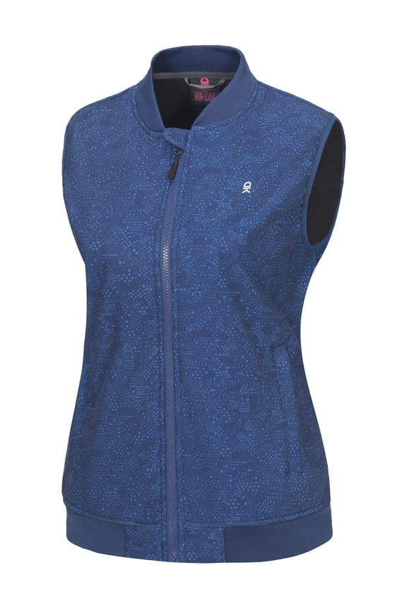 Lightweight Fleece Lined Golf Hiking Vest for Women Waterproof Softshell Running Casual Sleeveless Jacket Navy Stars S