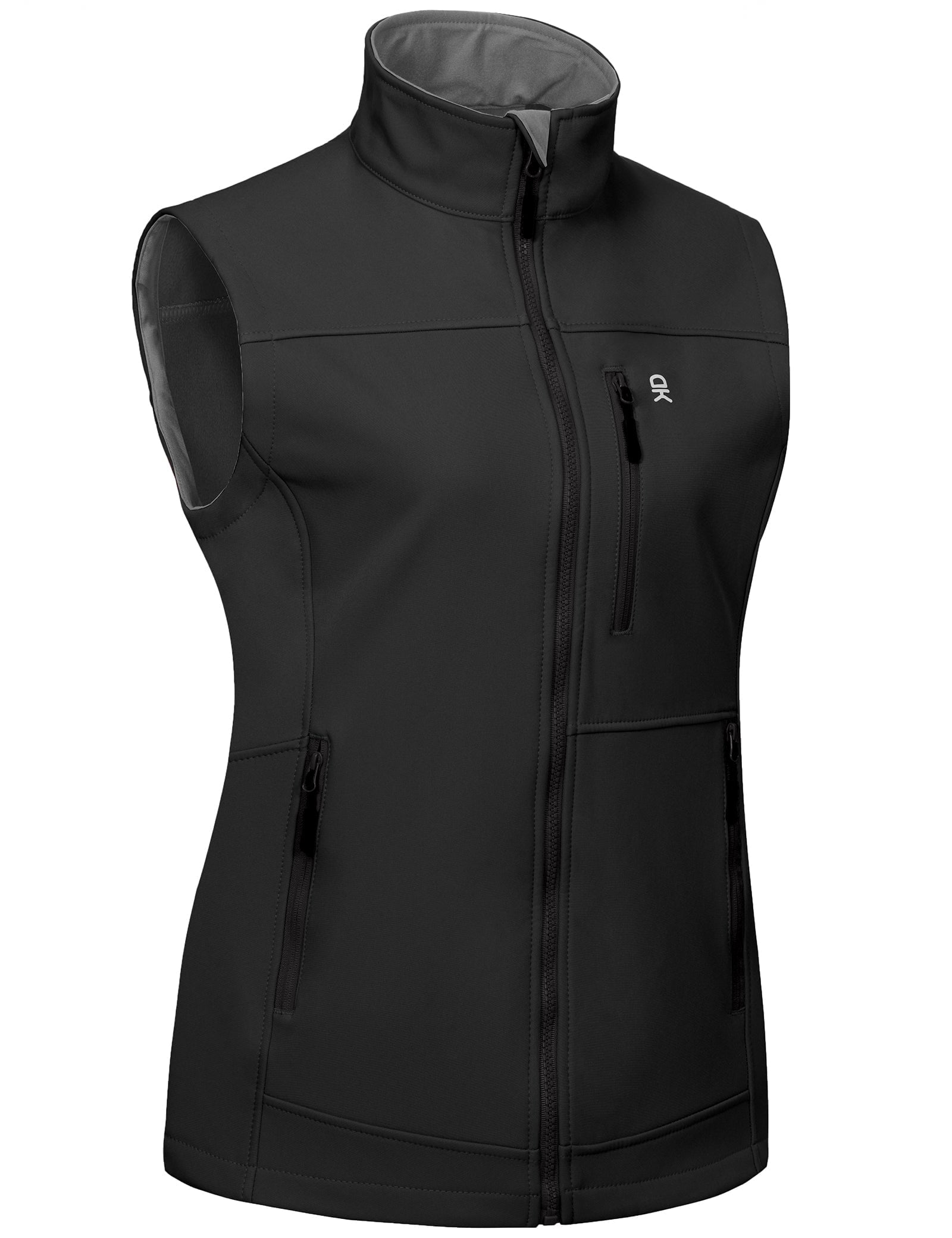 Little Donkey Andy Lightweight Softshell Vest for Women Fleece Lined Outerwear Zip Up Sleeveless Casual Windbreaker Jacket for Golf Hiking Running Jogging Outdoor Travel, Black Large
