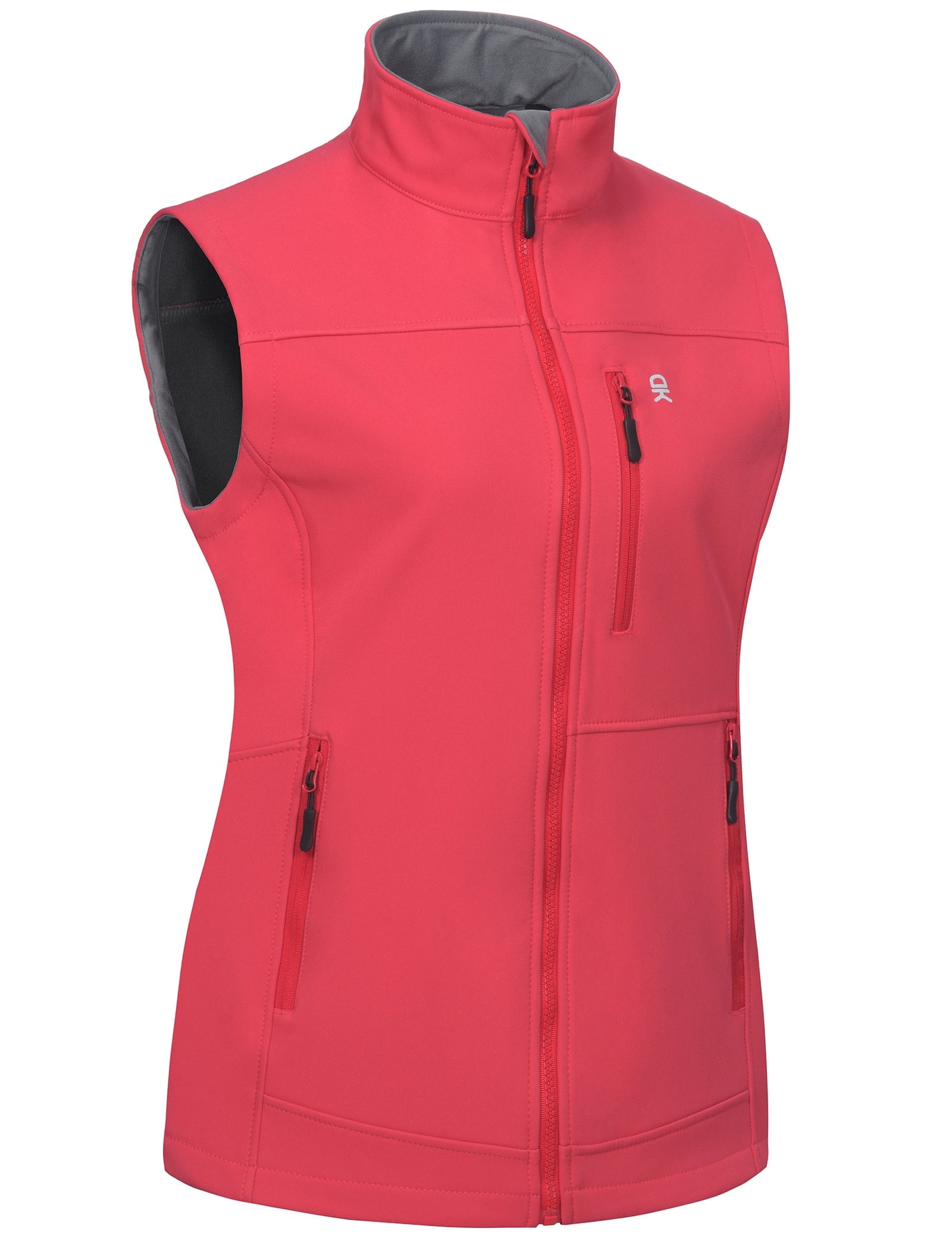 Little Donkey Andy Lightweight Softshell Vest for Women Fleece Lined Outerwear Zip Up Sleeveless Casual Windbreaker Jacket for Golf Hiking Running Jogging Outdoor Travel, Red X-Large