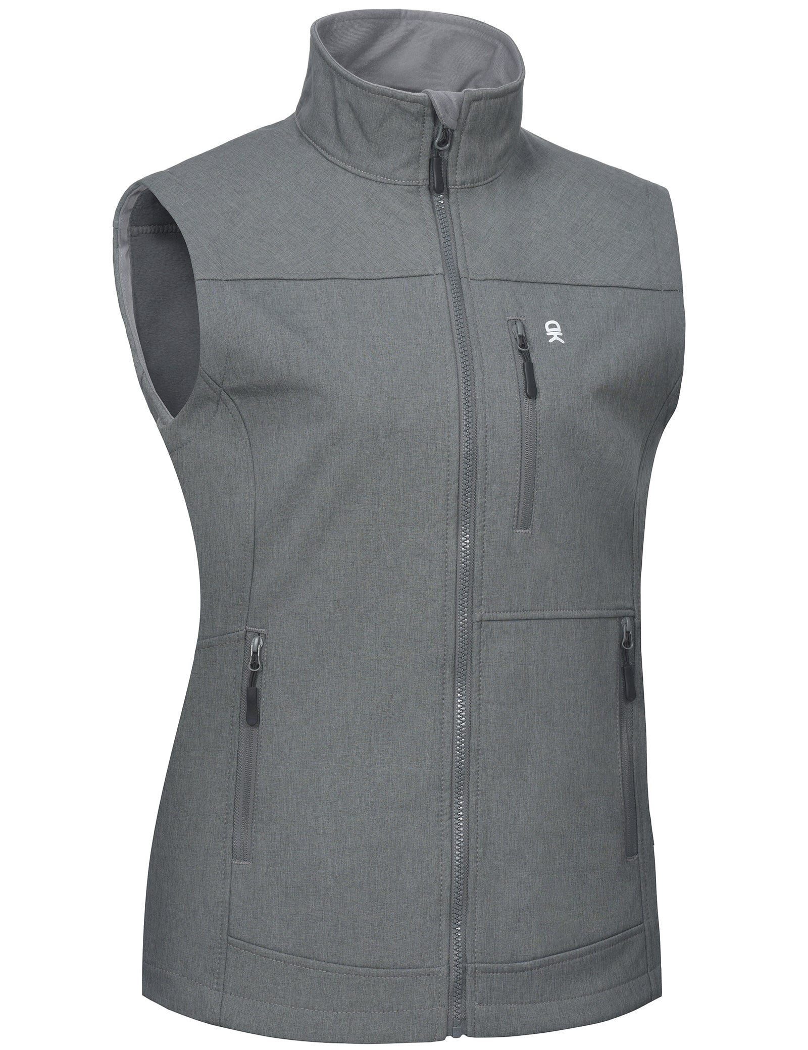 Little Donkey Andy Lightweight Softshell Vest for Women Fleece Lined Outerwear Zip Up Sleeveless Casual Windbreaker Jacket for Golf Hiking Running Jogging Outdoor Travel, Grey, X-Small