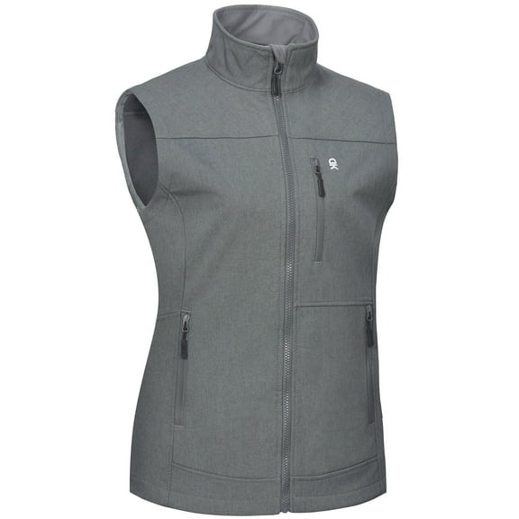 Little Donkey Andy Lightweight Softshell Vest for Women Fleece Lined Outerwear Zip Up Sleeveless Casual Windbreaker Jacket for Golf Hiking Running Jogging Outdoor Travel, Grey, X-Small
