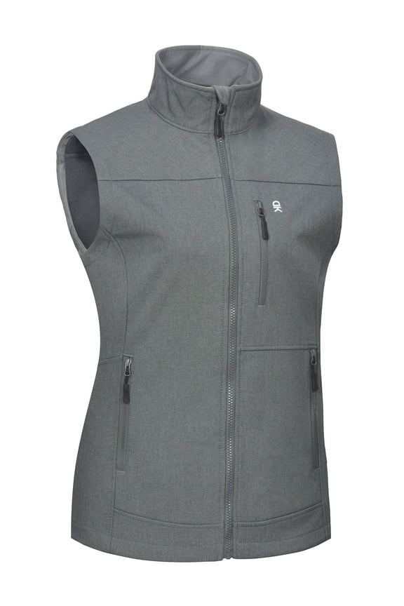 Lightweight Softshell Vest for Women Fleece Lined Outerwear Zip Up Sleeveless Casual Windbreaker Jacket for Golf Hiking Running Jogging Outdoor Travel, Grey, Medium