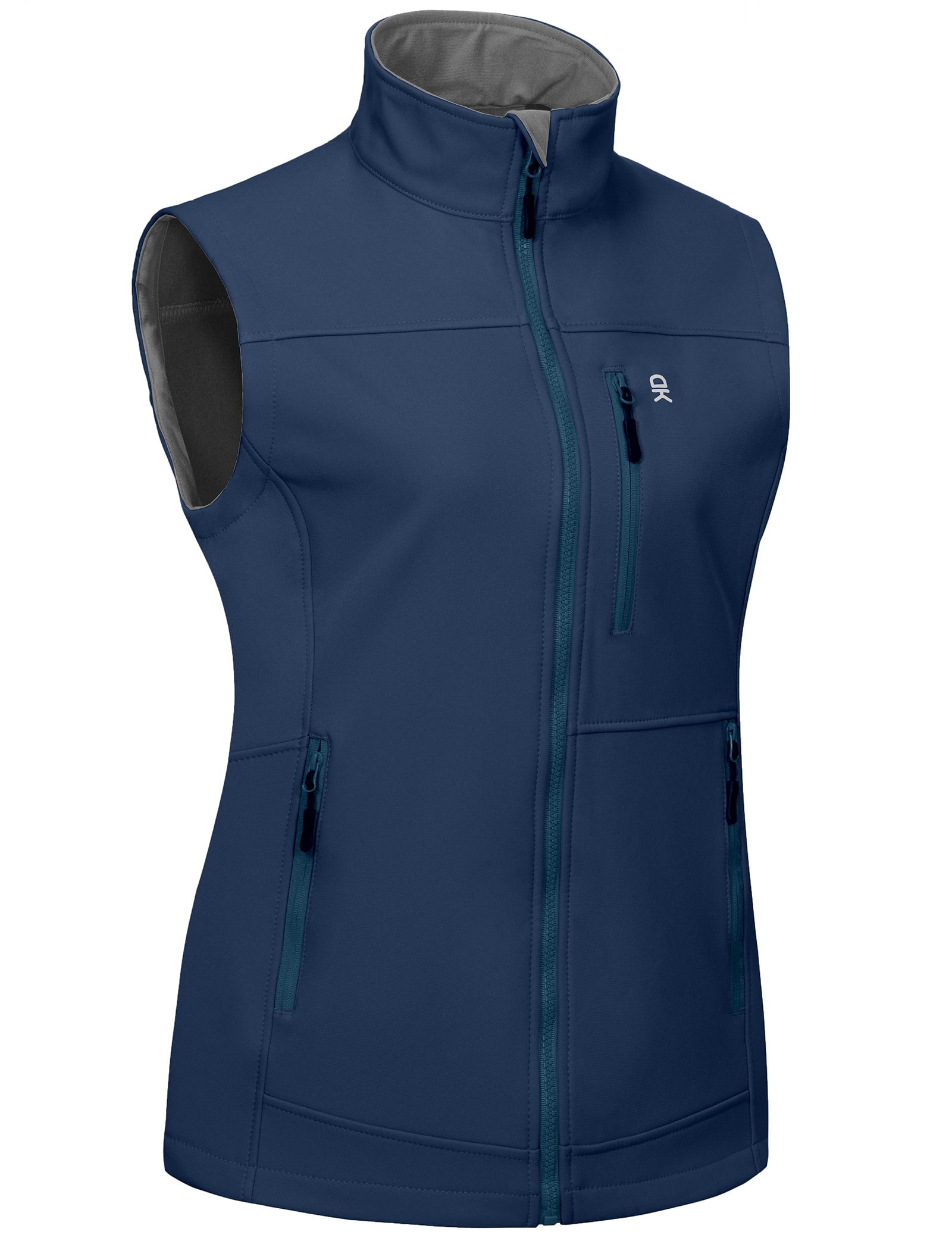 Little Donkey Andy Lightweight Softshell Vest for Women Fleece Lined Outerwear Zip Up Sleeveless Casual Windbreaker Jacket for Golf Hiking Running Jogging Outdoor Travel, Blue X-Small