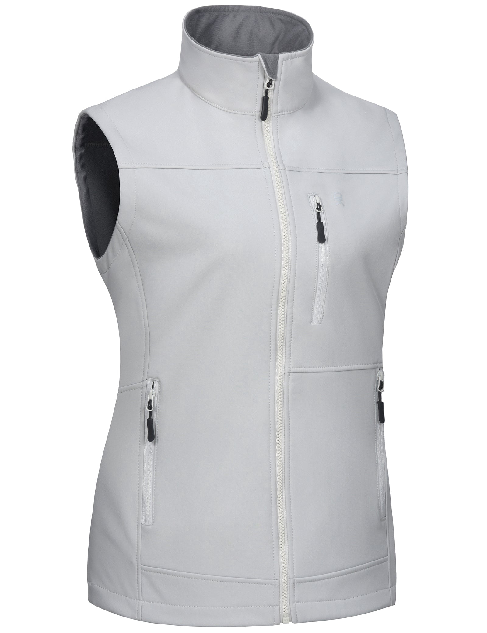 Little Donkey Andy Lightweight Softshell Vest for Women Fleece Lined Outerwear Zip Up Sleeveless Casual Windbreaker Jacket for Golf Hiking Running Jogging Outdoor Travel, Light Grey, X-Large