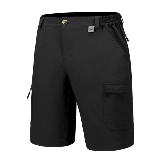 Mapamyumco Men's Hiking Cargo Shorts Quick Dry Outdoor Stretch Lightweight Shorts with Multi Pocket for Fishing Travel Casual UPF 50 Black S