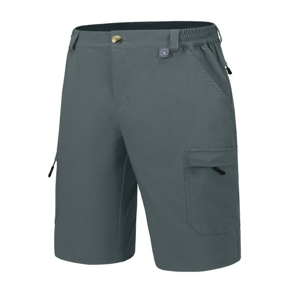 Little Donkey Andy Men's 10 Inch Quick Dry Cargo Shorts Stretch Lightweight Outdoor Hiking Shorts UPF 50 Grey Size M