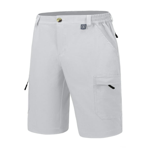 Little Donkey Andy Men's 10 Inch Quick Dry Lightweight Bermuda Cargo Shorts Stretch Hiking Golf Travel UPF 50+ Light Grey Size XL
