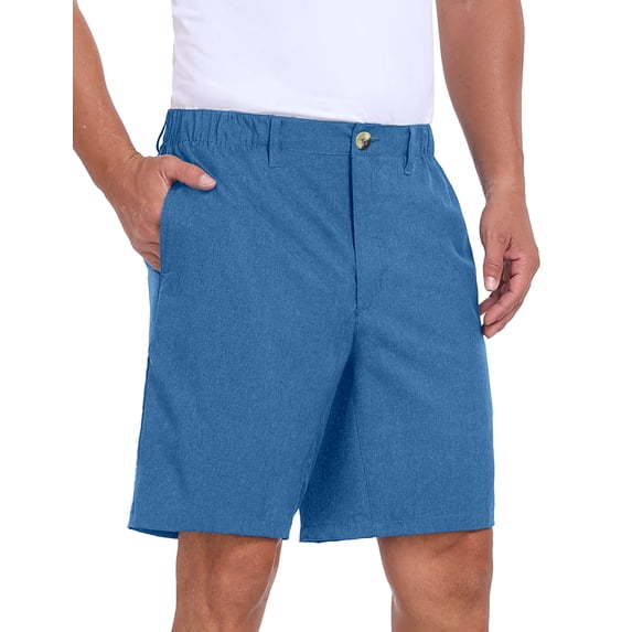Little Donkey Andy Men's Bermuda 9 Inch Lightweight Quick Dry Stretch Shorts Golf Hiking Light Blue Heather XL