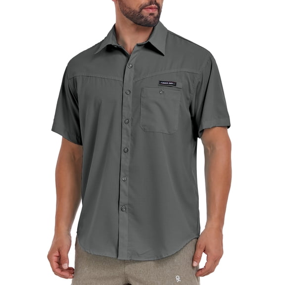 Little Donkey Andy Men's Breathable UPF 50 Shirt, Lightweight Short Sleeve Button Down Shirts for Fishing Hiking (Castlerock XL)