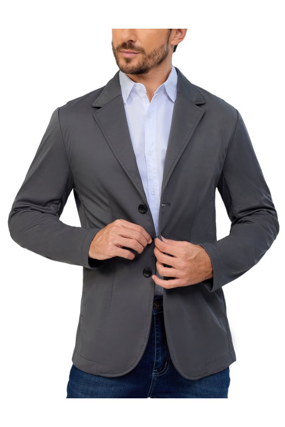 Men's Casual Blazer Suit Jackets, Water Resistant Softshell Lightweight Slim Sport Coat for Outdoor Travel ( Grey 3XL )