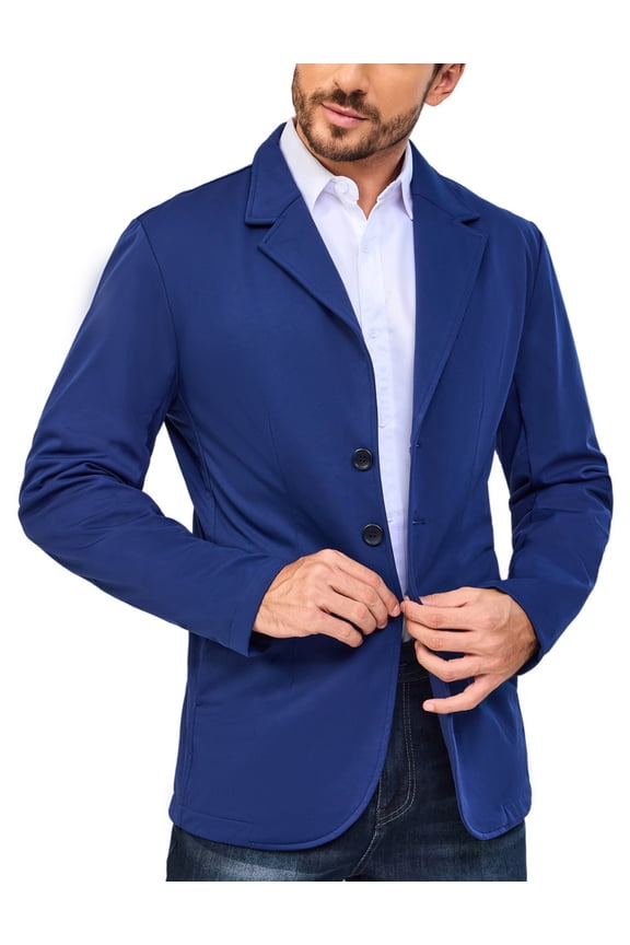 Men's Casual Slim Blazer Water Resistant Softshell Lightweight Suit Jackets Sport Coat for Outdoor Travel ( Navy M )