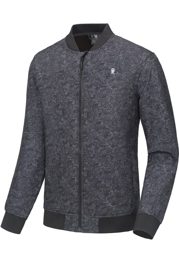 Men's Fleece Lined Bomber Jacket Lightweight Softshell Windbreaker Jacket Casual Spring Fall Coat Black Floral XXL