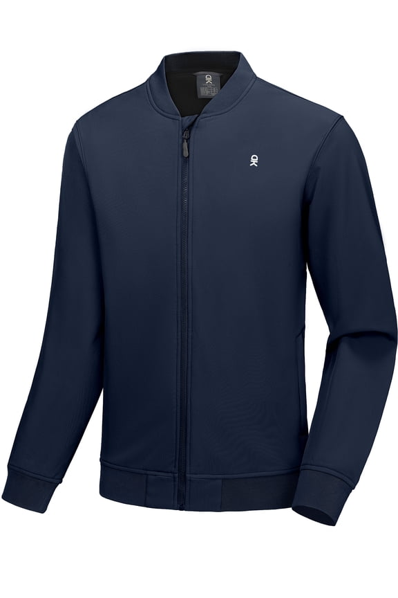 Men's Fleece Lined Bomber Jacket Lightweight Softshell Windbreaker Jacket Casual Spring Fall Coat Ensign Blue XXL