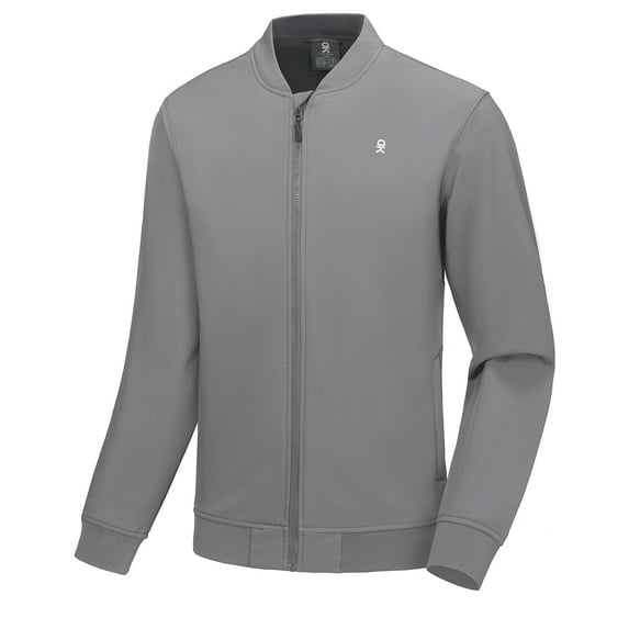 Little Donkey Andy Men's Fleece Lined Bomber Jacket Lightweight Softshell Windbreaker Jacket Casual Spring Fall Coat Grey L