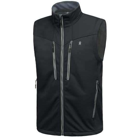 Little Donkey Andy Men's Fleece Lined Outdoor Vest Lightweight Windproof Warm Sleeveless Jacket for Hiking Trekking Travel Golf Black 2XL