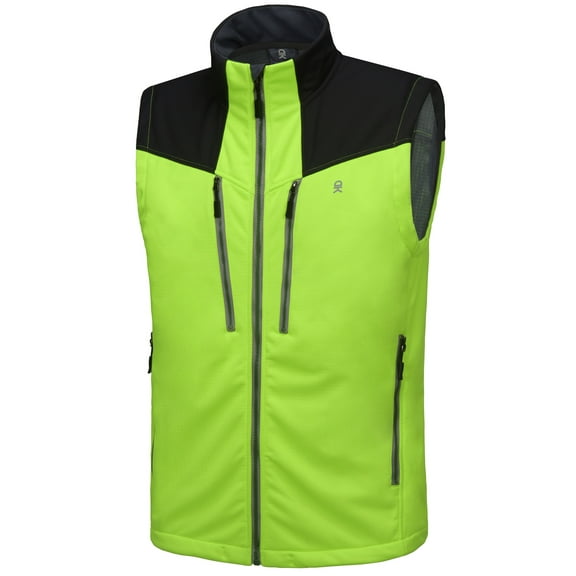 Little Donkey Andy Men's Fleece Lined Outdoor Vest Lightweight Windproof Warm Sleeveless Jacket for Hiking Trekking Travel Golf Fluorescent Green S
