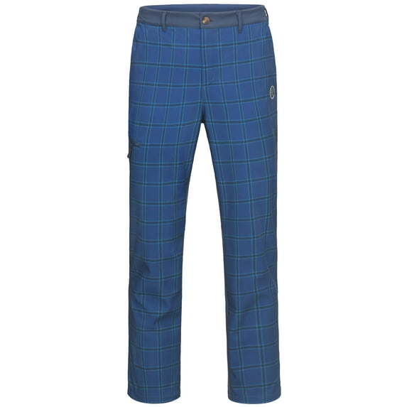 Little Donkey Andy Men's Fleece Lined Snow Ski Pants with Zipper Pockets, Softshell Warm Insulated Snowboarding Outdoor Cargo Pants Blue Plaid XL