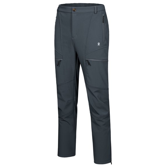 Little Donkey Andy Men's Fleece lined Hiking Ski Snow Pants Winter Windproof Softshell Pants Warm Water Repellent Grey 3XL