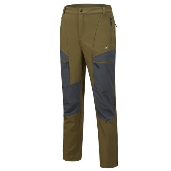 Little Donkey Andy Men's Fleece lined Hiking Ski Snow Pants Winter Windproof Softshell Pants Warm Water Repellent Olive XL