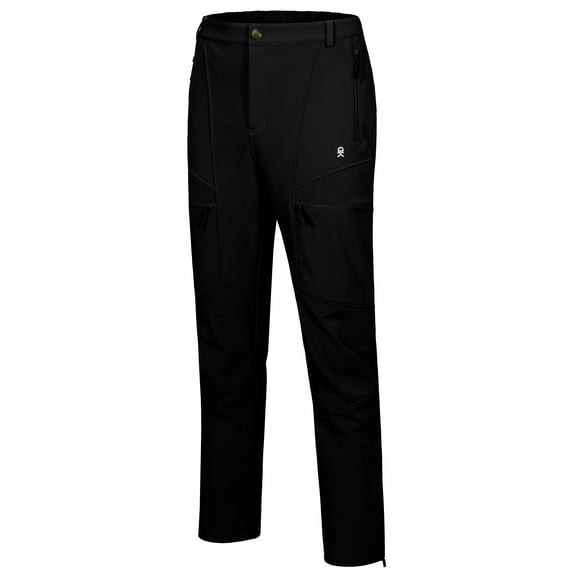 Little Donkey Andy Men's Fleece lined Hiking Ski Snow Pants, Winter Windproof Softshell Pants, Warm and Water Repellent, Black 3XL