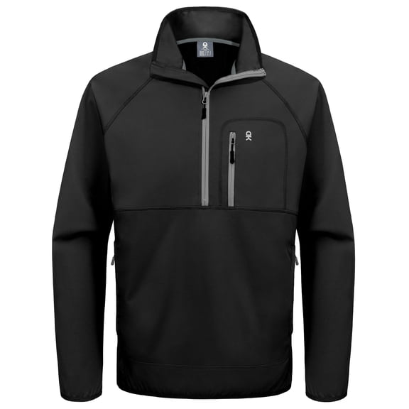 Little Donkey Andy Men's Half Zipper Pullover, Windproof Softshell MTB Mountain Bike Jacket for Cycling Golf Workout (Black S)