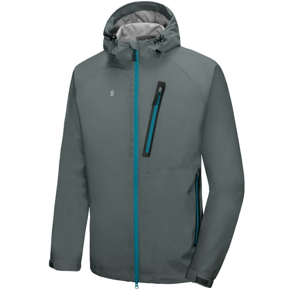 Little Donkey Andy Men's High-Performance Waterproof Rain Jacket Ultra Lightweight Outdoor Rain Coat Shell for Golf Grey S