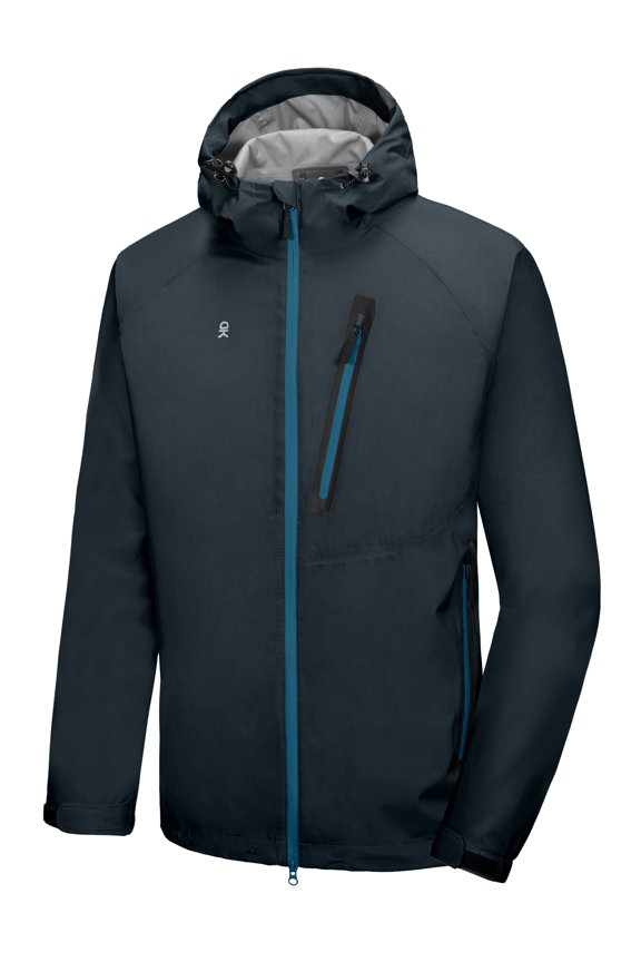 Men's High-performance Waterproof Rain Jacket Ultra Lightweight Outdoor Rain Coat Shell for Golf Black Blus L