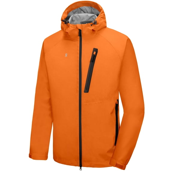 Little Donkey Andy Men's High-performance Waterproof Rain Jacket Ultra Lightweight Outdoor Rain Coat Shell for Golf Orange XS