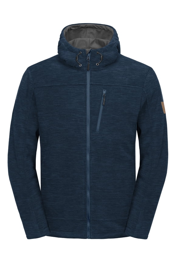 Men's Hooded Polar Fleece Jackets for Hiking Travel Casual Warm Winter Deep Blue Heather S