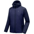 thumbnail image 1 of Little Donkey Andy Men's Insulated Hiking Jacket, Hooded Thermal Running Hybrid Jacket, Dark Blue Size XL, 1 of 7