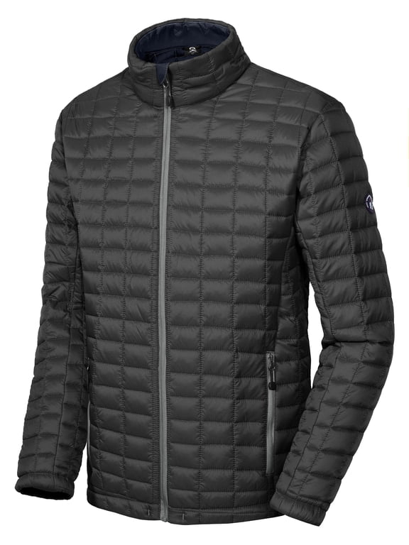 Men's Insulated Hiking Jacket, Quilted Puffer Jacket with Synthetic Insulation Black XL