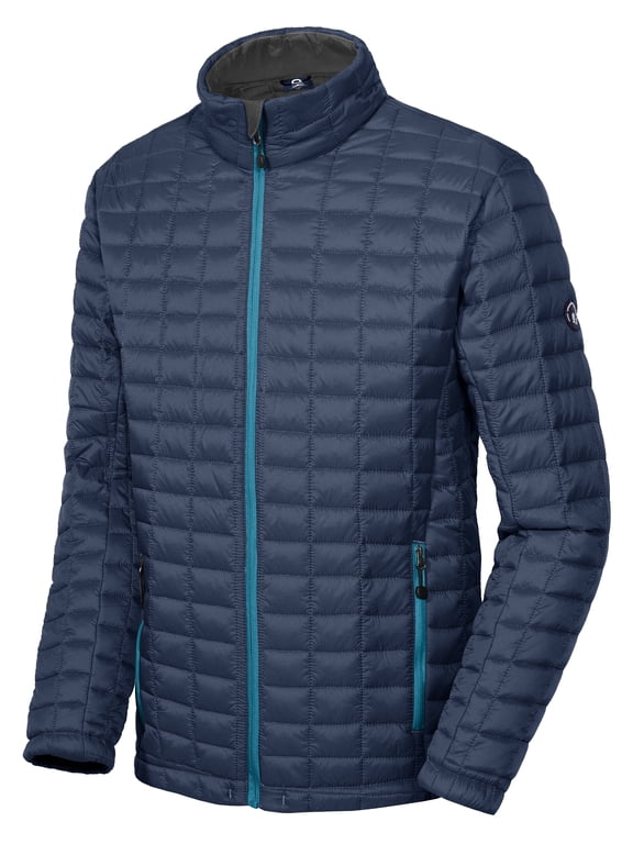 Men's Insulated Hiking Jacket, Quilted Puffer Jacket with Synthetic Insulation Deep Blue S