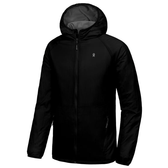 Little Donkey Andy Men's Insulated Jacket Lightweight Hooded Windproof Warm Winter Coat with Recycled Insulation(Black L)