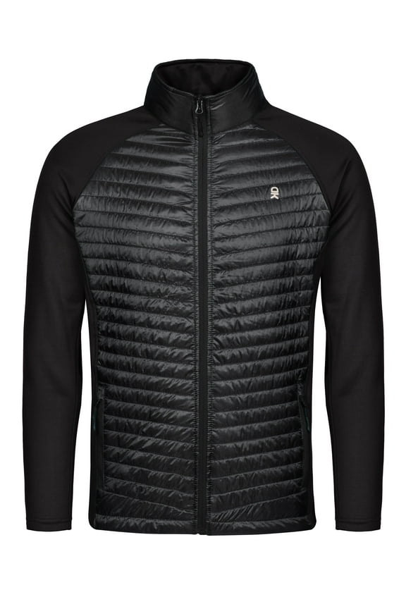 Men's Insulated Running Puffer Jacket, Thermal Hybrid Hiking Jacket Black/Black Size M