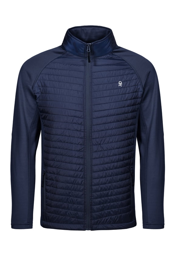 Men's Insulated Running Warm Jacket, Thermal Hybrid Hiking Jacket Dark Blue Size M