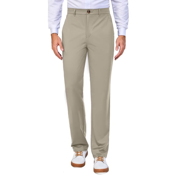 Little Donkey Andy Men's Lightweight Flat Front Dress Golf Pants with 5 Pockets, Stretch Casual Work Slacks, Classic Fit (Khaki 2XL)